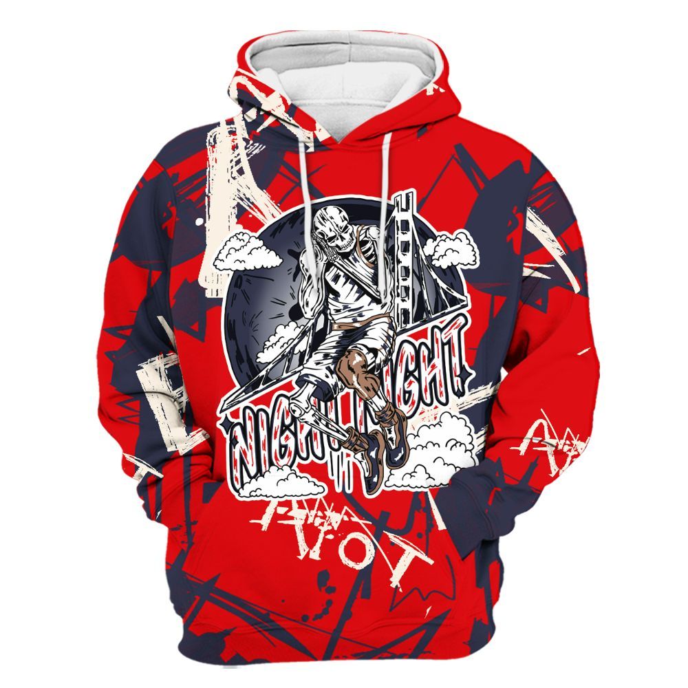 Hoodie To Match Low OG Howard University 1s - Seeya Skeleton Messyz All Over Print