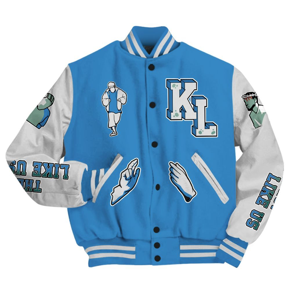 Dunkare Low Carolina 17s Varsity Jacket - Dislike Us Graphic All Over Print Letterman Jackets