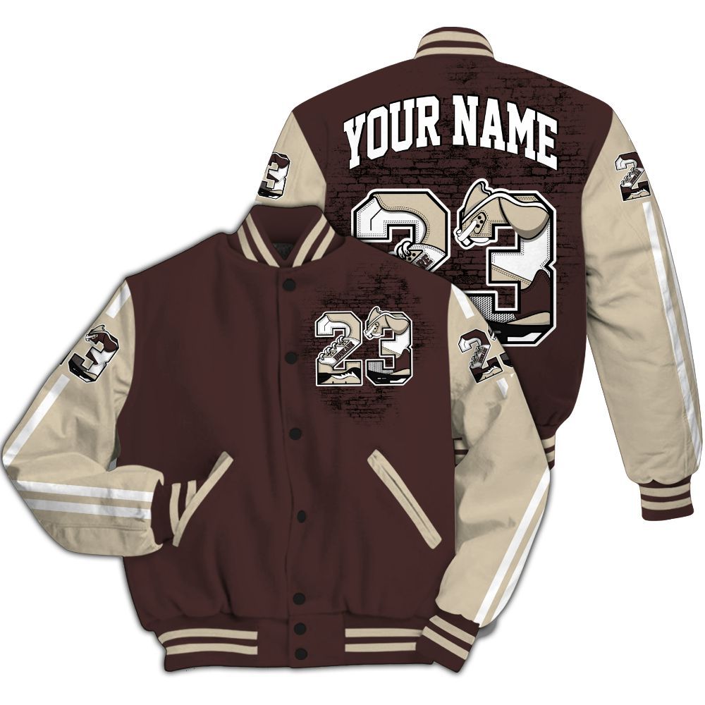 Varsity Jacket To Match Burgundy Crush 3s - Custom Name Number 23 5s All Over Print