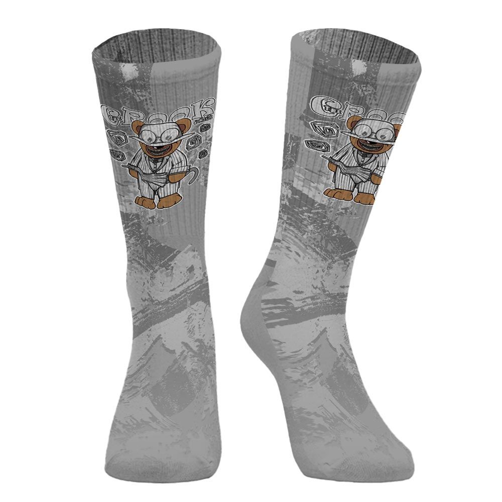 Sock To Match Black Wolf Grey 12s - Swindler Bear Circle Slpash