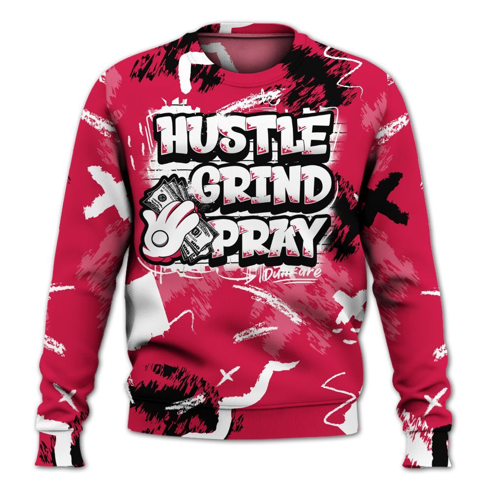 Sweatshirt To Match Black Toe 14s - Hustle Grind Pray Graphic Street Style All Over Print