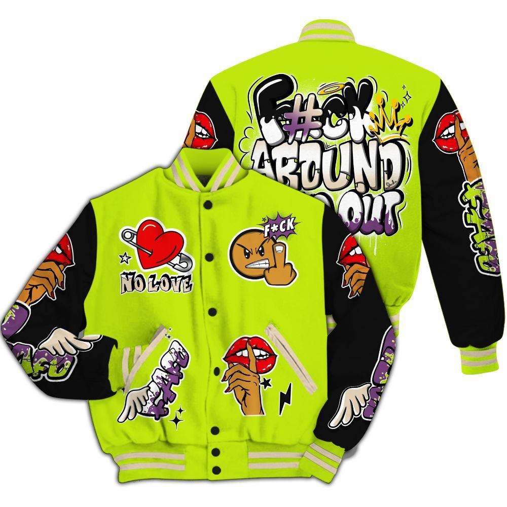Varsity Jacket To Match GS Black Barely Volt 11s - FK Around Find Out All Over Print