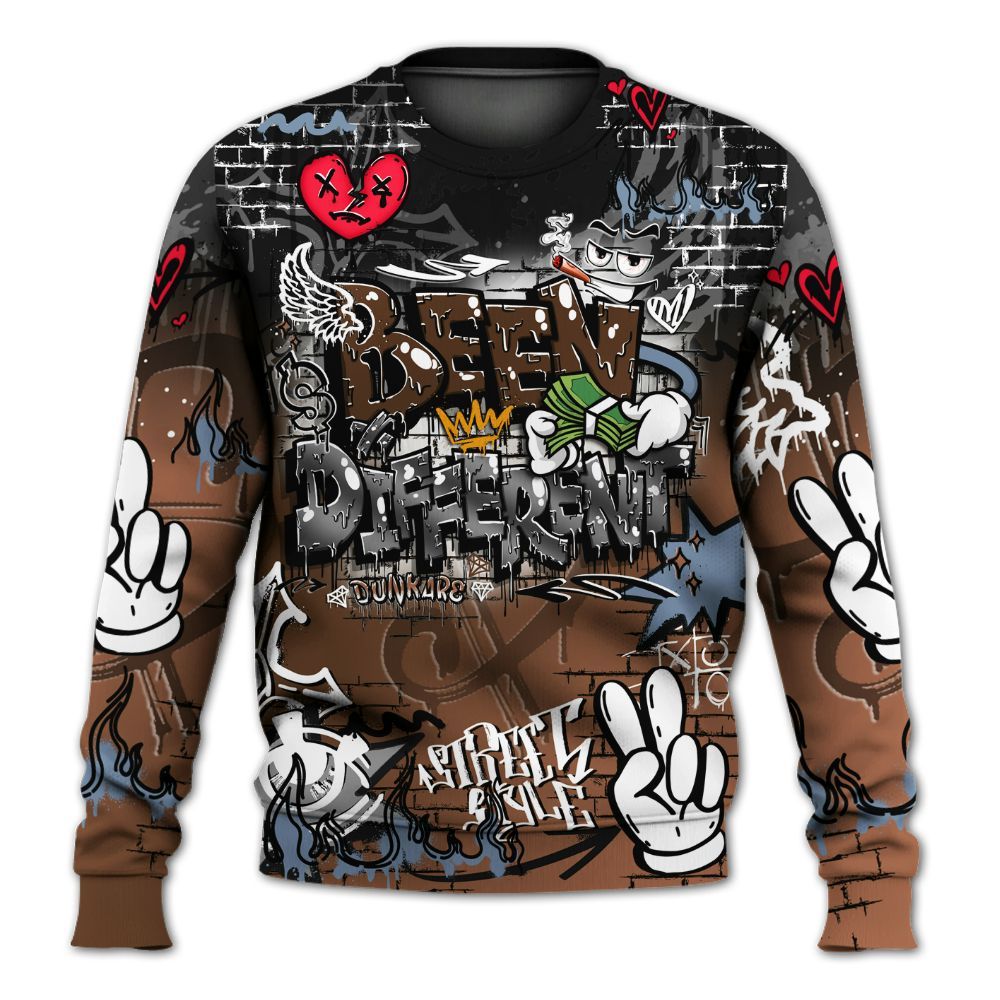 Sweatshirt To Match Air Foamposite Metallic Copper - Been Dif2erent Drip Graffiti All Over Print