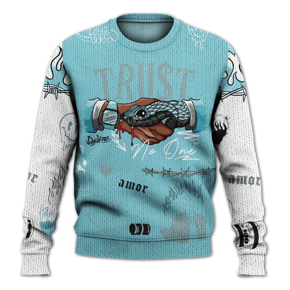 Knitted Sweater To Match Low Legend Blue 11s - Snake Trust No One