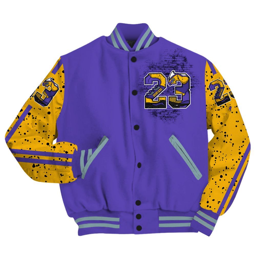Varsity Jacket To Match Imperial Purple 4s - Custom Name Number 23 5s All Over Print