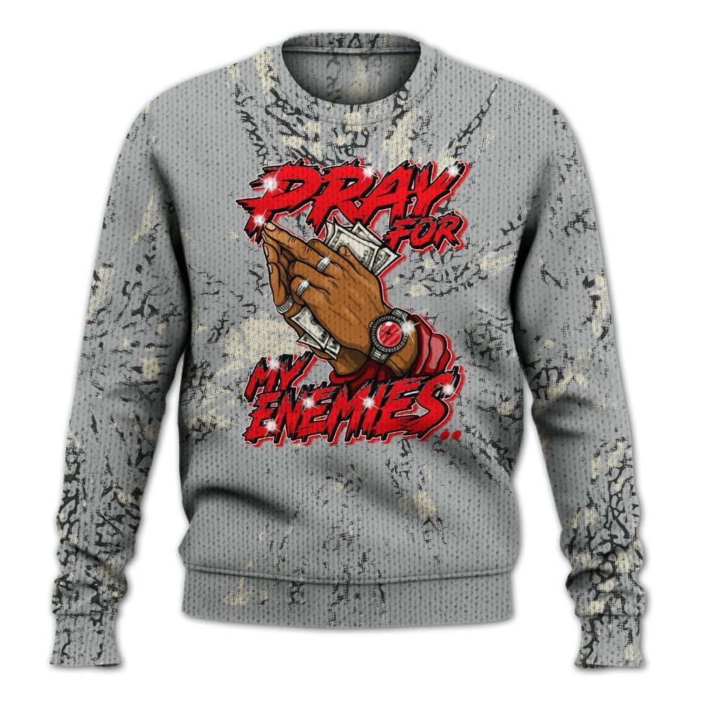 Knitted Sweater To Match Cement Grey 3s - Prayed For Enemies Graphic Luxury
