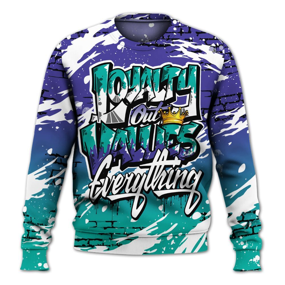 Sweatshirt To Match Retro Grape 5s - Values Of Loyalty All Over Print