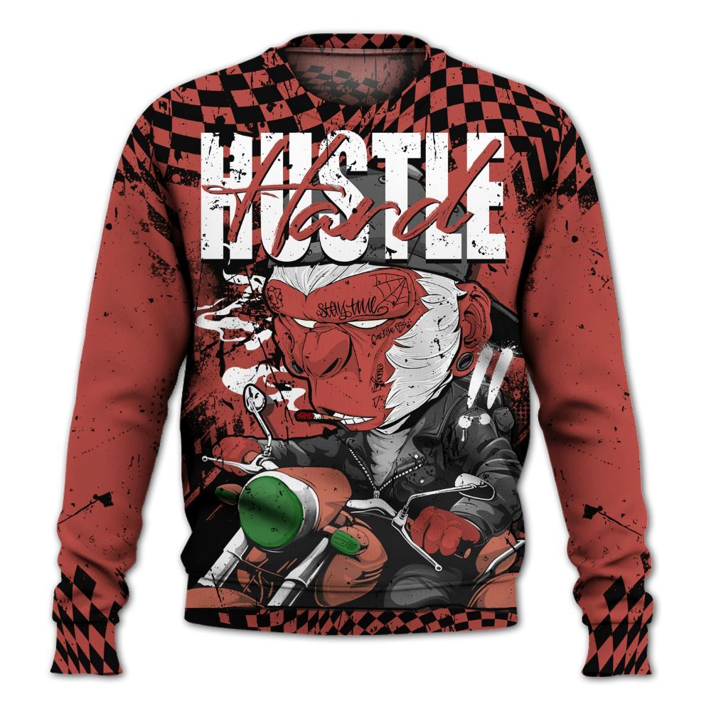 Sweatshirt To Match Dune Red 13s - Hustle Hard Monkey All Over Print