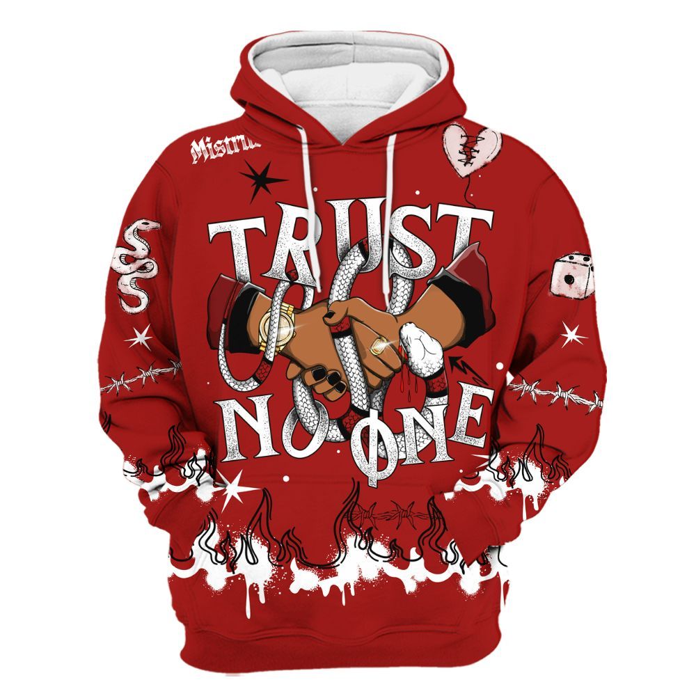Hoodie To Match Red Taxi 12s - Trust No One Snake-Bite Doodle Crayon All Over Print