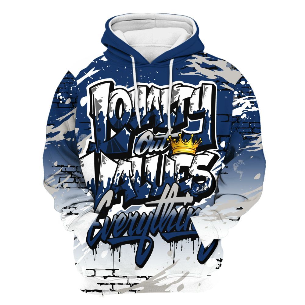 Hoodie To Match High OG Deep Royal Blue 1s - Values Of Loyalty Drip All Over Print