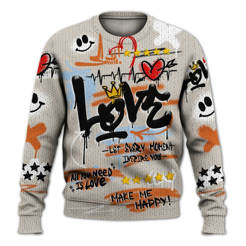 Knitted Sweater To Match SE Craft 5s - Happy Love Beats Graffiti Streetwear
