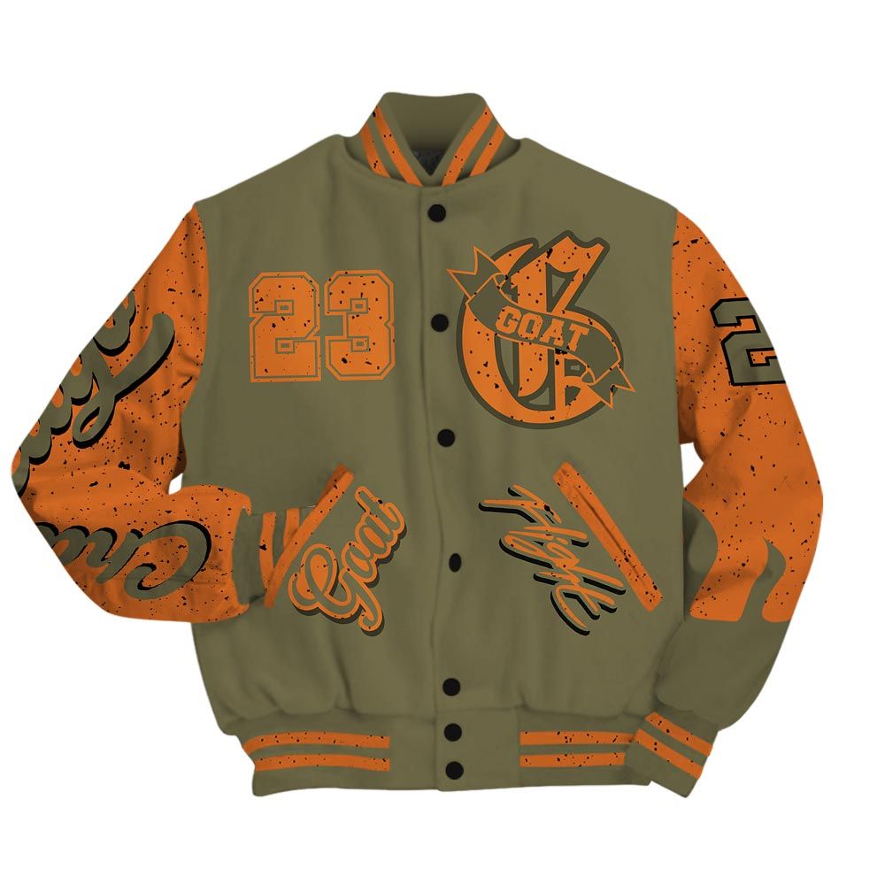 Varsity Jacket To Match Olive 5s - The G.O.A.T Flight Streetwear Baseball Varsity Jacket Unisex Outfit