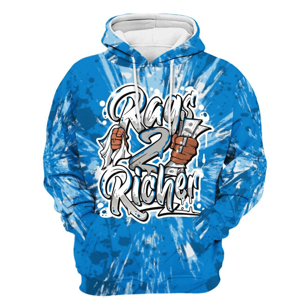 Hoodie To Match Industrial Blue 4s - Rag 2 Rich Graphic Luxury All Over Print