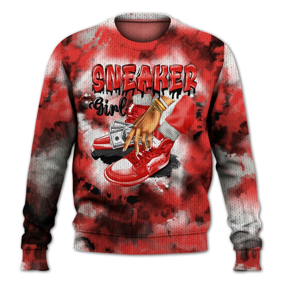 Knitted Sweater To Match Vomero 5 Bright Crimson - SNEAKER Girl Money Drip Tie Dye