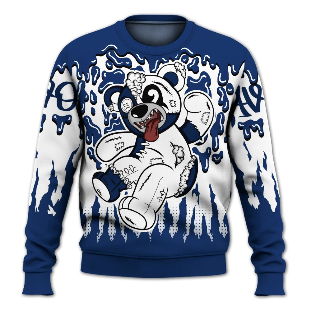 Sweatshirt To Match High OG Deep Royal Blue 1s - Havok Bear Dripping All Over Print