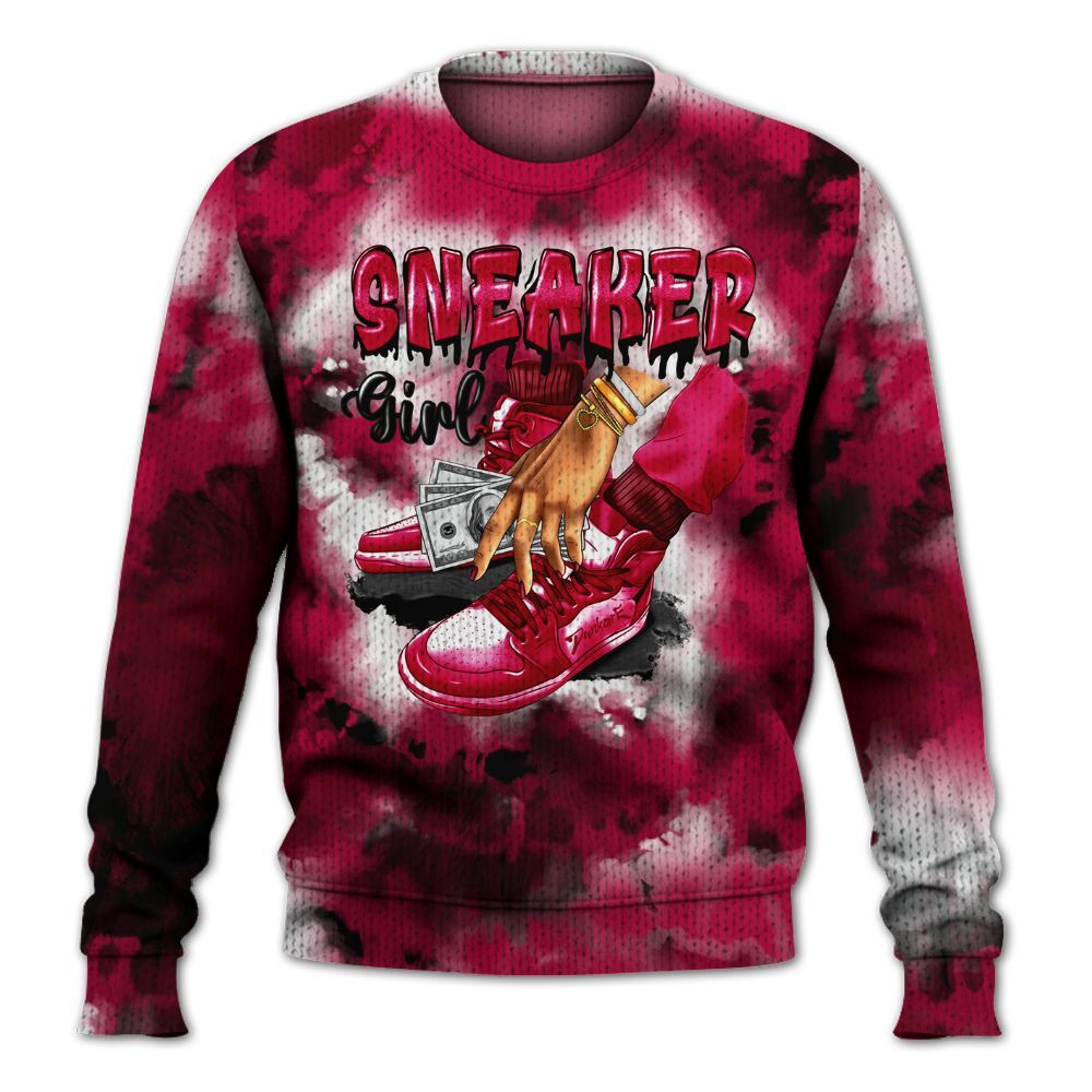 Knitted Sweater To Match Retro Chicago 2s - SNEAKER Girl Money Drip Tie Dye
