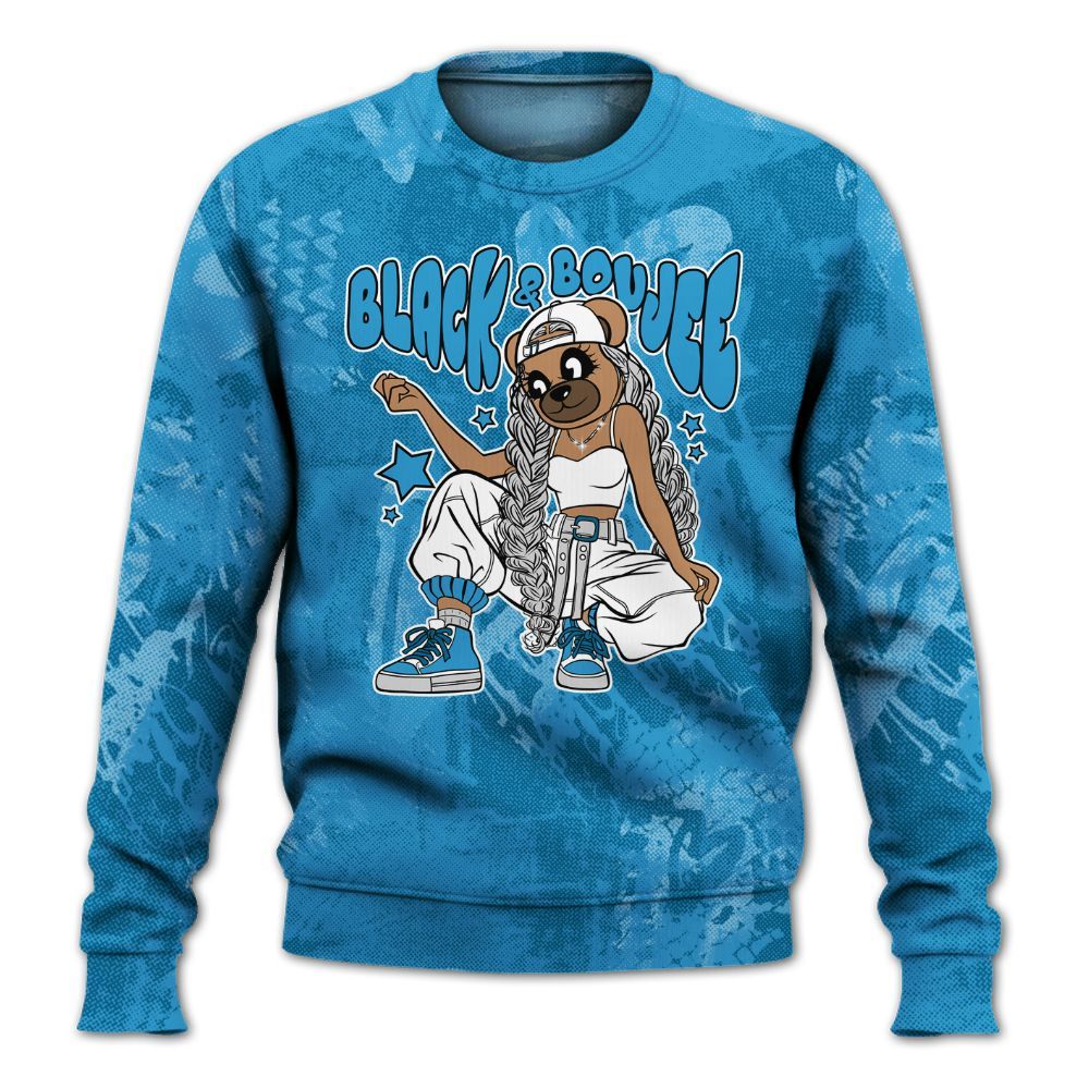 Sweatshirt To Match Powder Blue 9s - Boujee Girls Bear Heart Grunge All Over Print