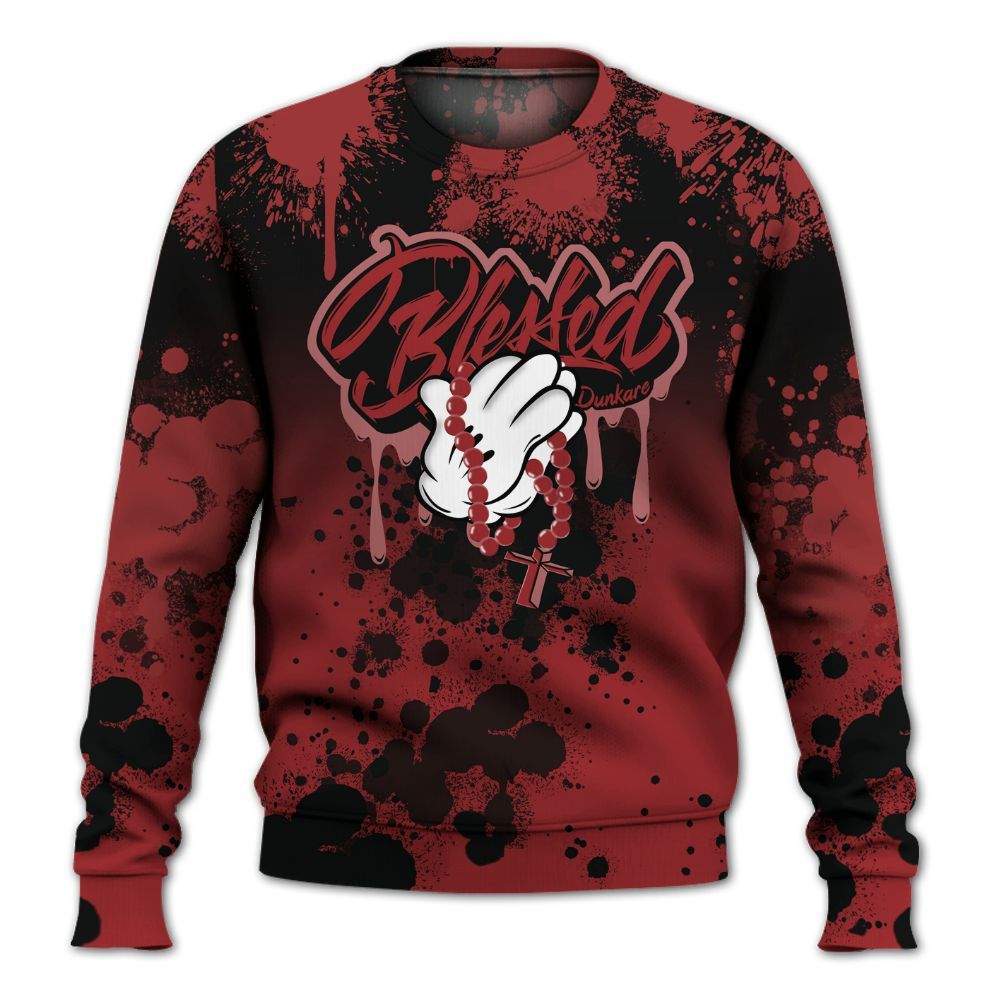 Sweatshirt To Match Alternate Flu Game 12s - God Blessed Ink Drip All Over Print