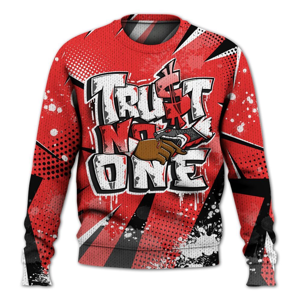 Knitted Sweater To Match Red Thunder 4s - Poly Trust No One Dripping