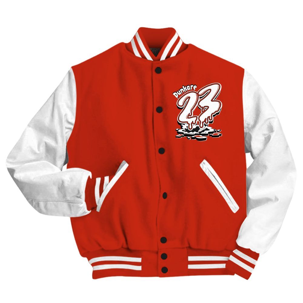 Varsity Jacket To Match Red Cement 4s - Custom Name 23 Drip All Over Print