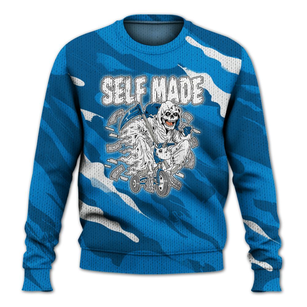 Knitted Sweater To Match Military Blue 4s - Self Make Skeleton Colored