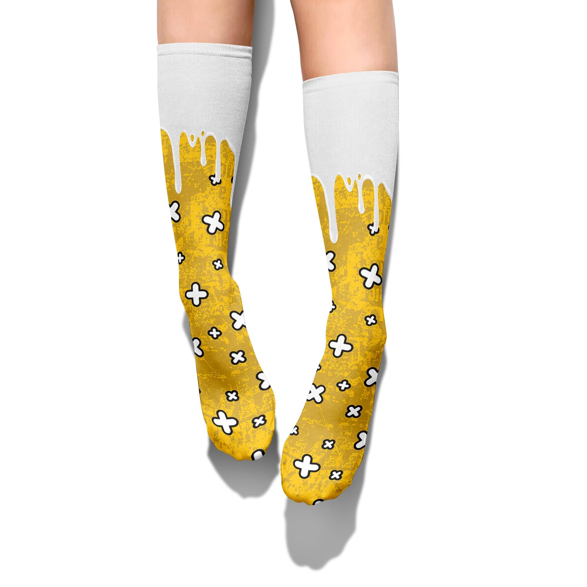 Sock To Match Vivid Sulfur 4s - Dripping Signs Graphic Unisex