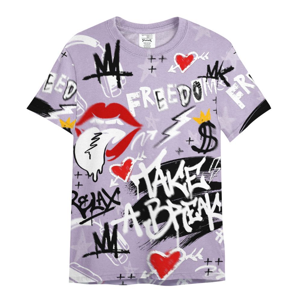 Shirt To Match Low Pure Violet 11s - Take Break Freedom Graffiti Streetwear All Over Print