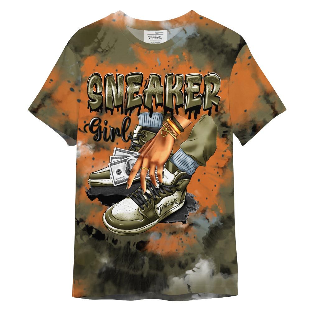 Shirt To Match Shirt Streetwear SNEAKER Girl Money Drip Tie Dye, Olive 5s T-- To Match Sneaker Olive 5s Graphic Tee NCT