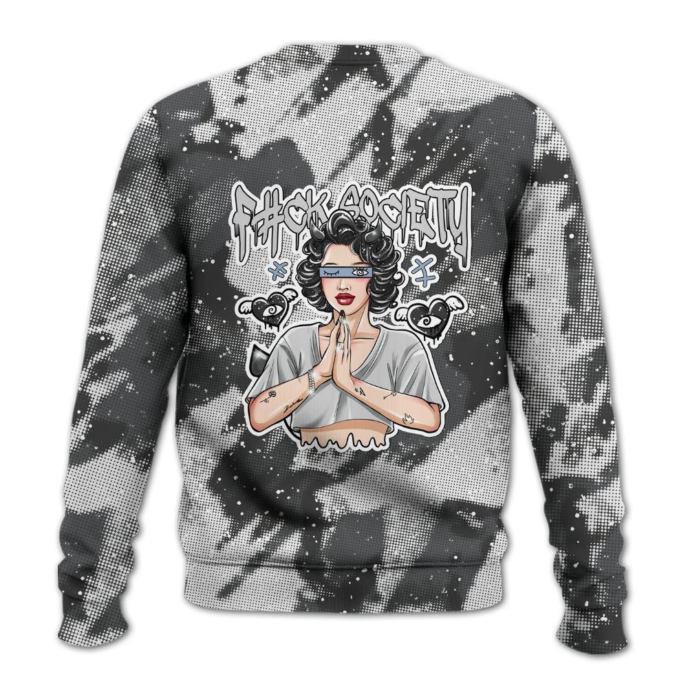 Sweatshirt To Match Reverse Black White 6s - F#ck Xociety Halftone All Over Print