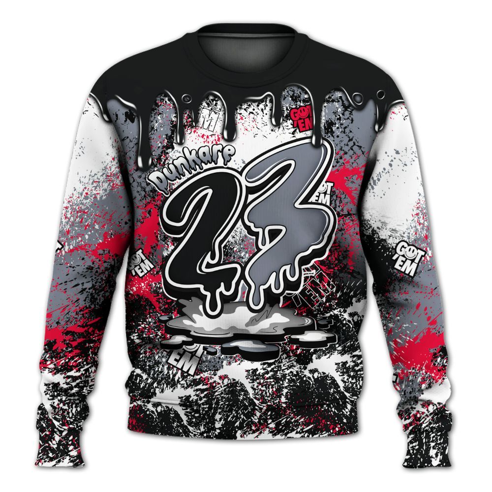 Sweatshirt To Match Mid Black Metallic 1s - Dripping 23 Drip All Over Print