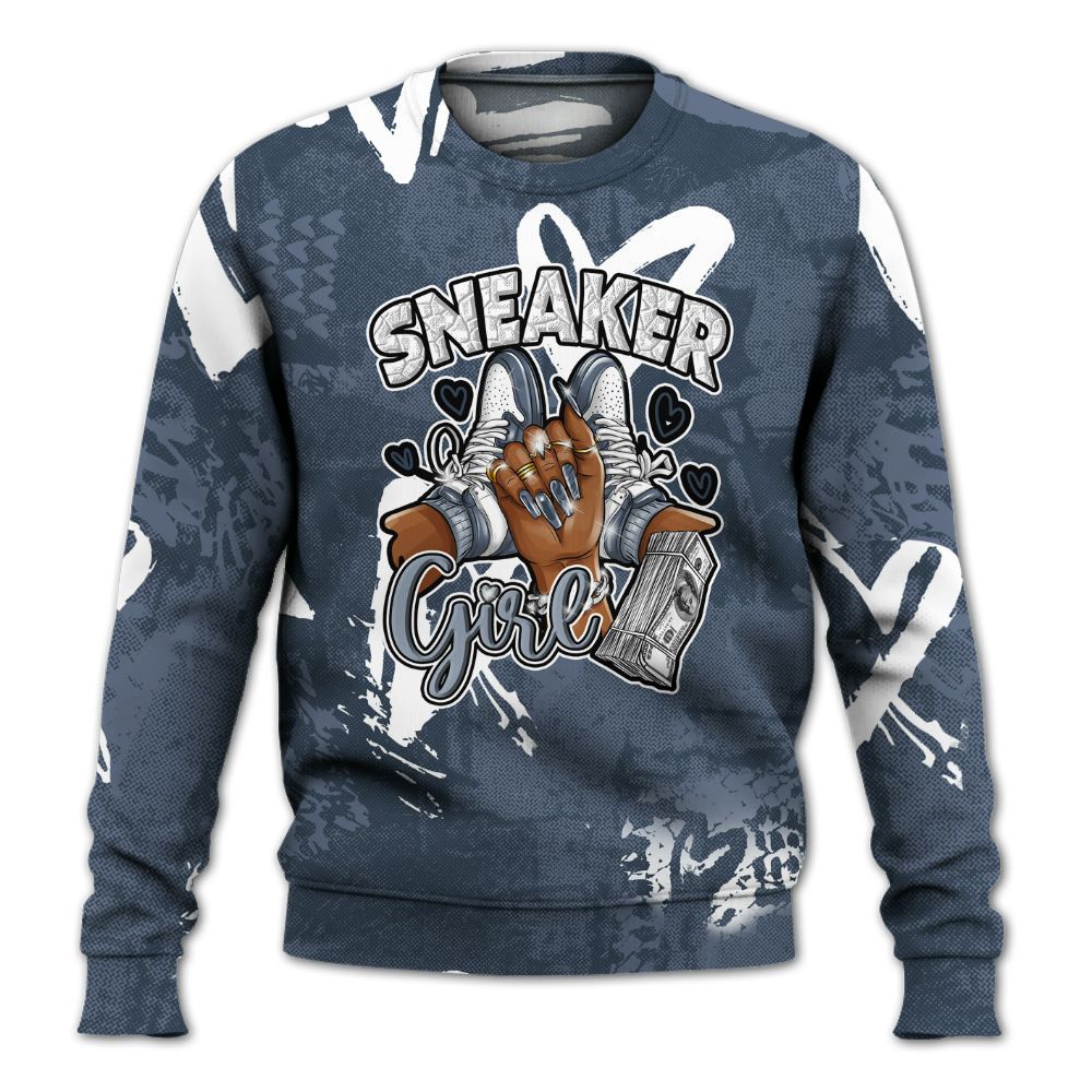 Sweatshirt To Match Low Diffused Blue 11s - Sneakerz Girlz Heart Grunge All Over Print