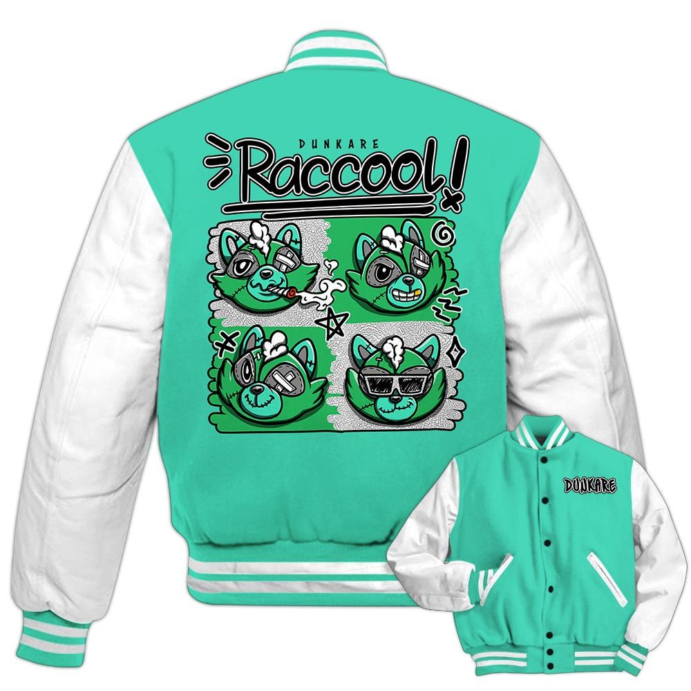 Varsity Jacket To Match Black Green Glow 3s - Raccool Raccoon Varsity Jacket Unisex