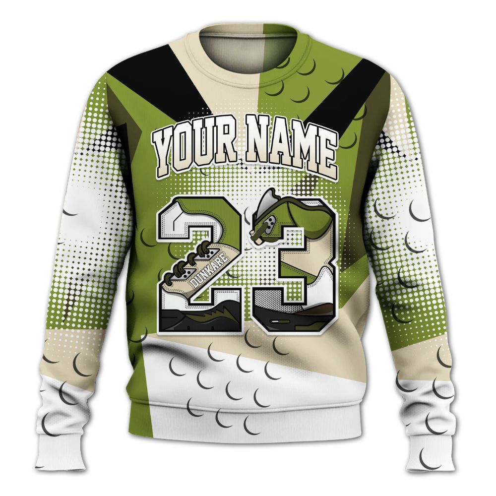 Sweatshirt To Match SB Dunk Low Asparagus - Poly Custom Name Number 23 5s All Over Print