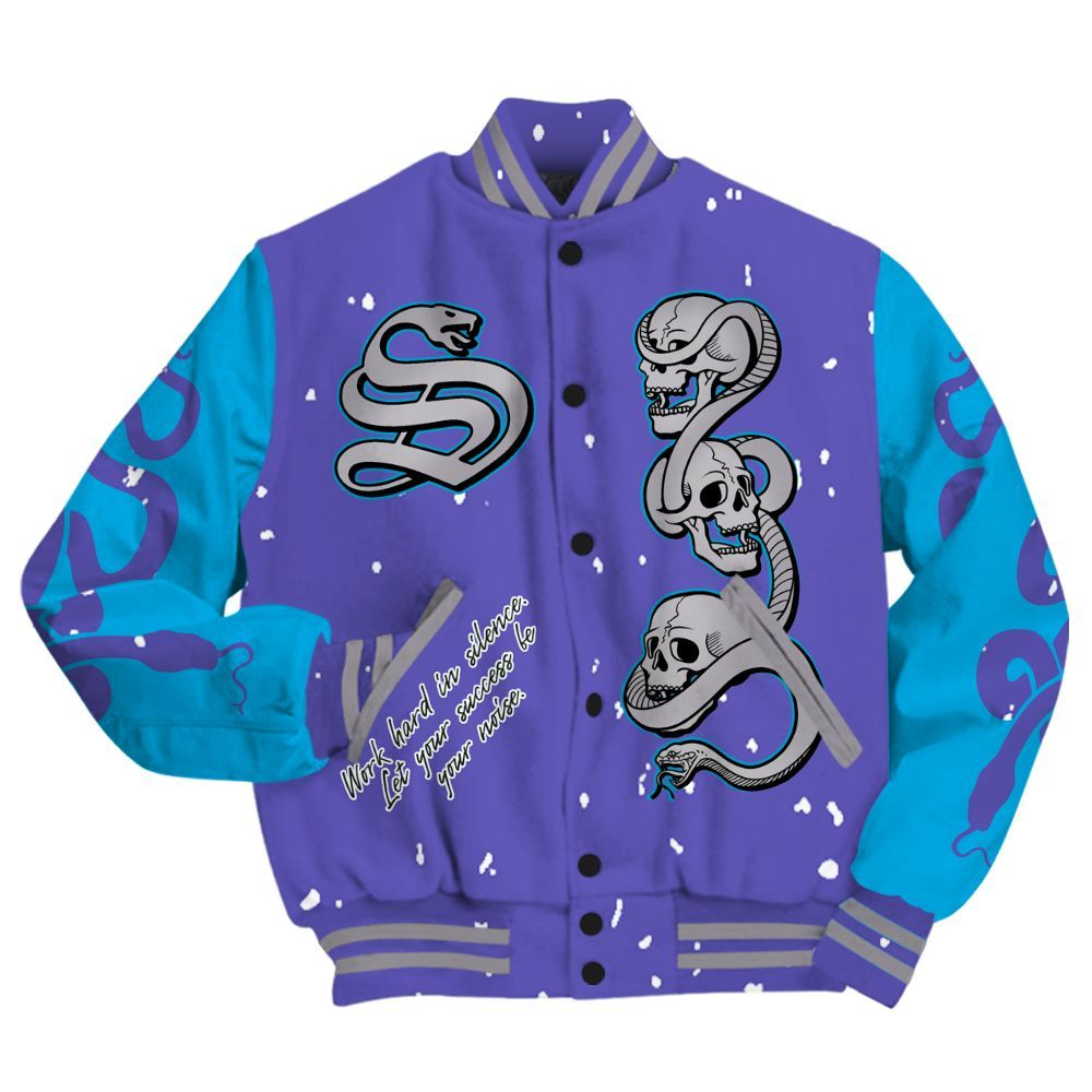 Varsity Jacket To Match Retro Aqua 8s - Snake Move In Silence All Over Print