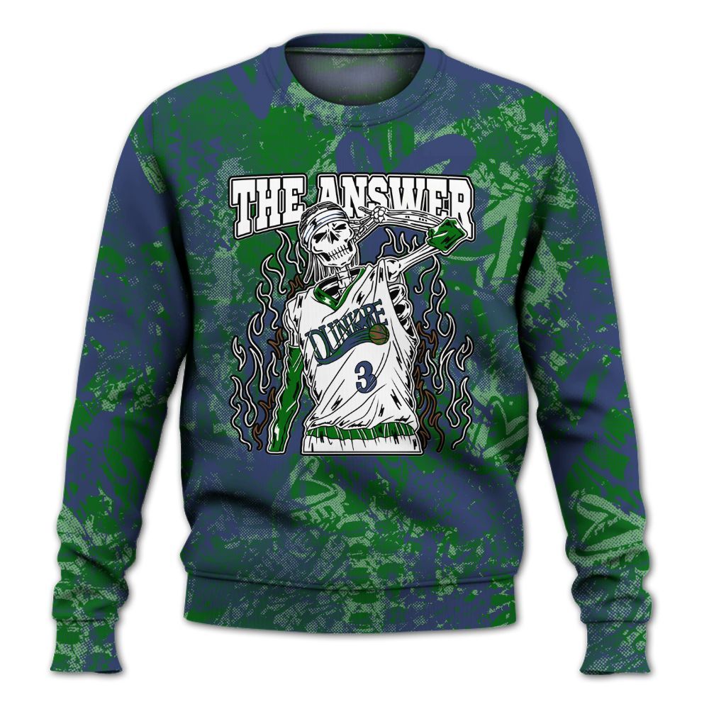 Sweatshirt To Match Midnight Navy 13s - Allen Answer Skeleton Heart All Over Print