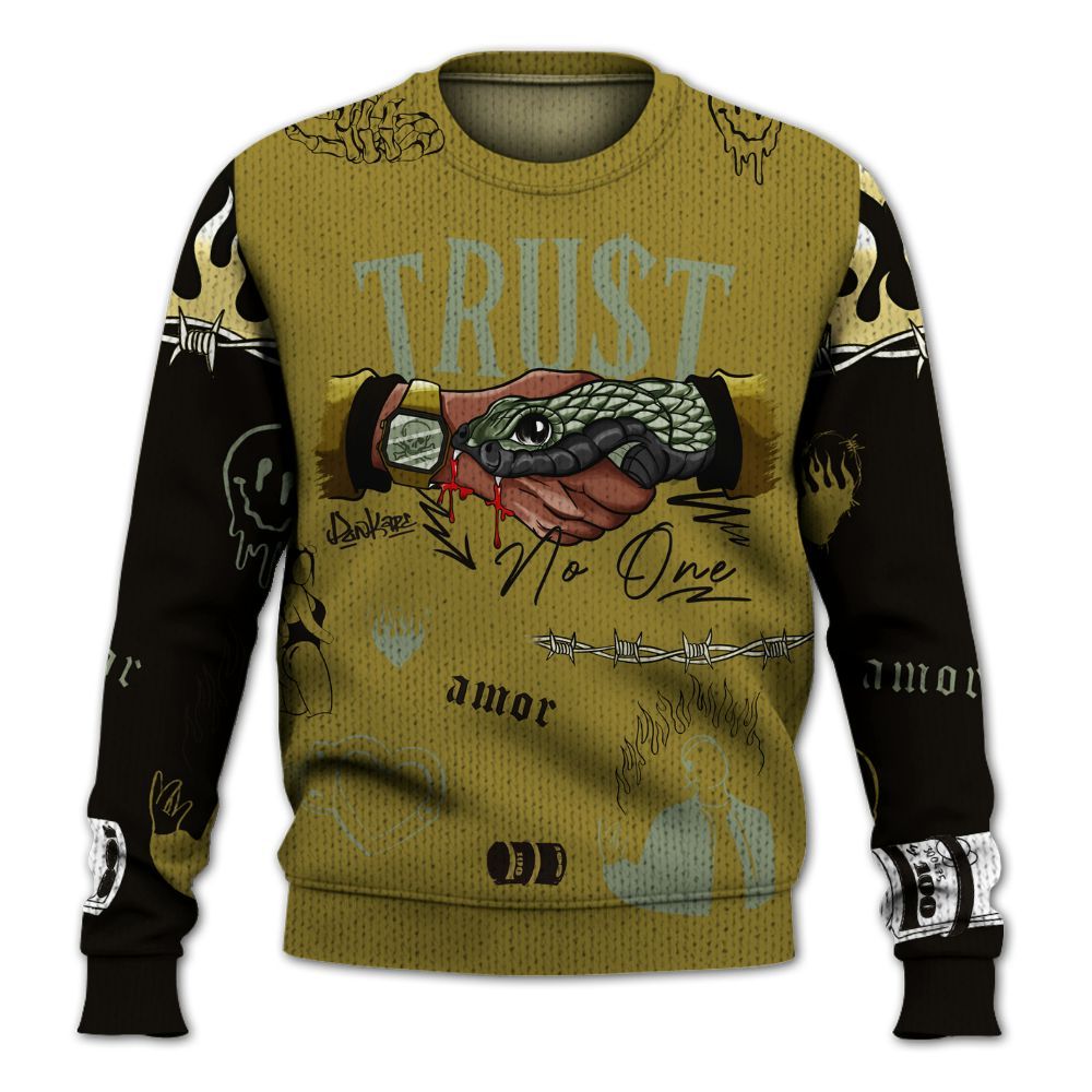 Knitted Sweater To Match Air Flightposite Metallic Gold - Snake Trust No One