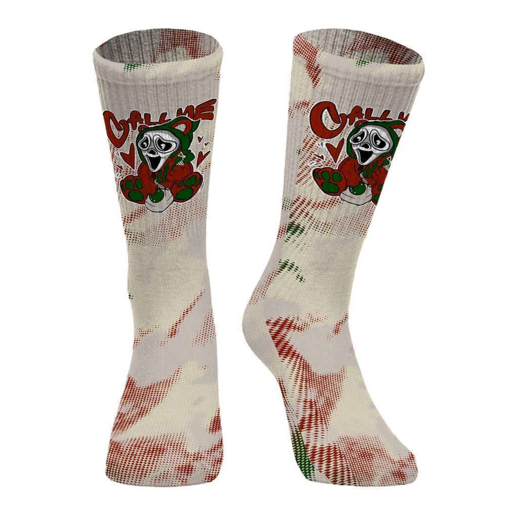 Sock To Match El Grito 5s - Call Me Bear Halloween Abstract Halftone