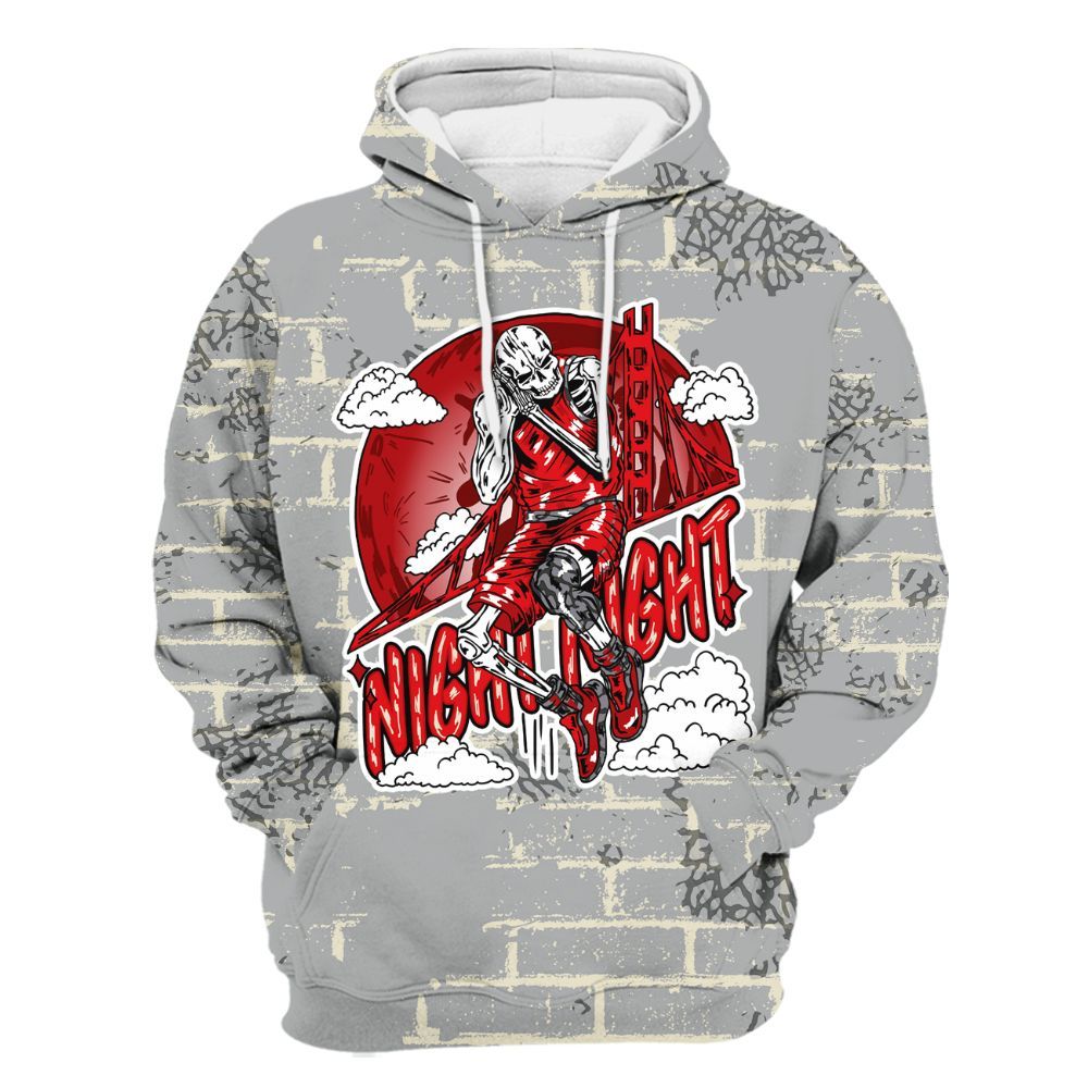 Hoodie To Match Cement Grey 3s - Seeya Skeleton Brick All Over Print