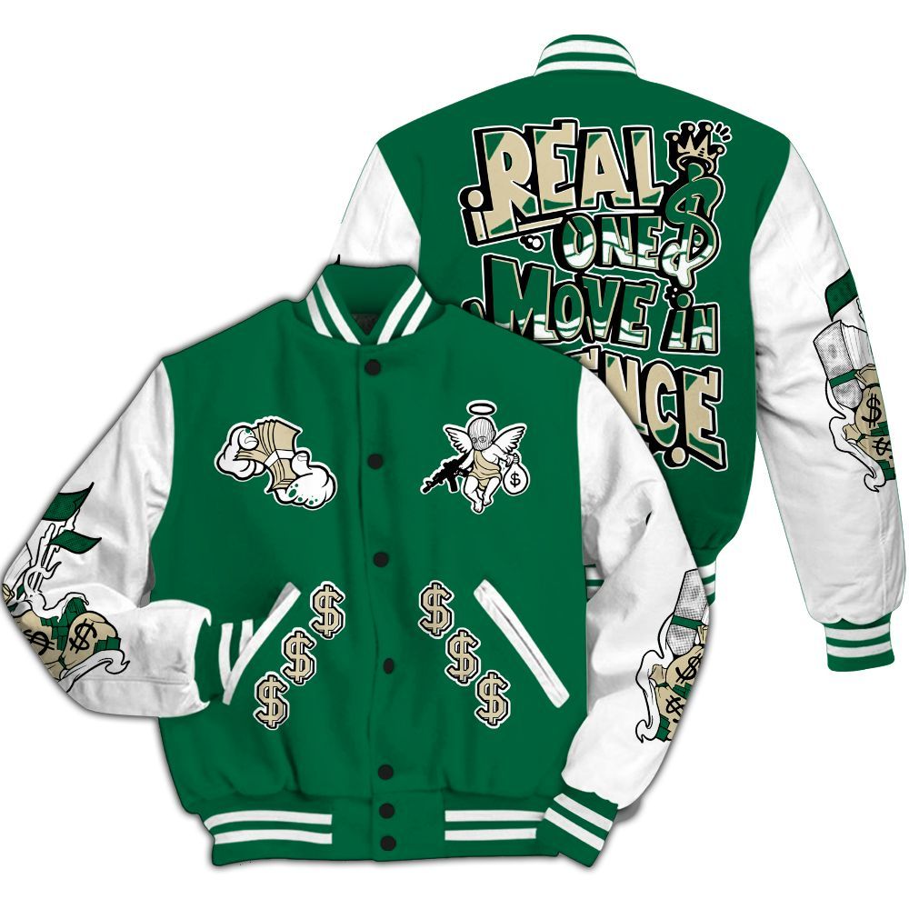 Varsity Jacket To Match Pine Green 4s - Ones Move In Silence Graphic All Over Print