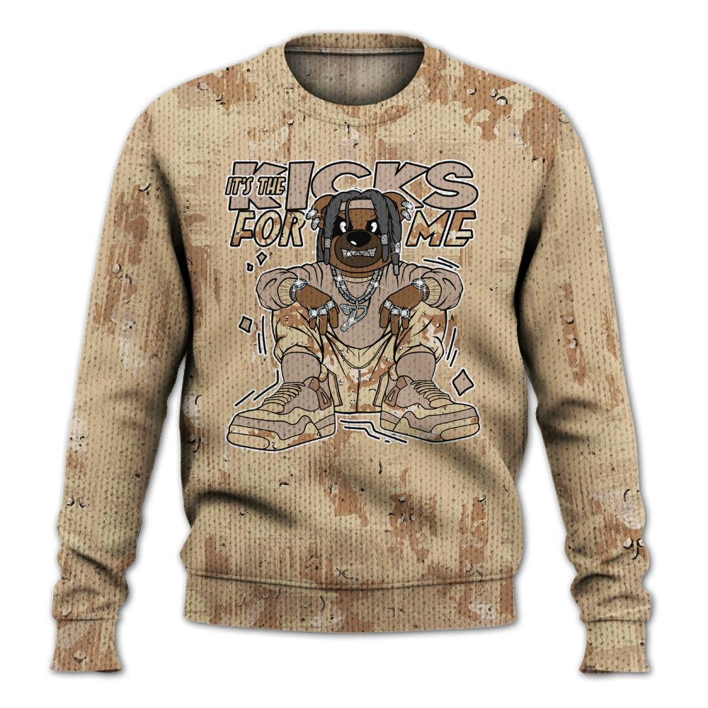Knitted Sweater To Match Desert Camo 3s - Sneakers Bear Glitch Art