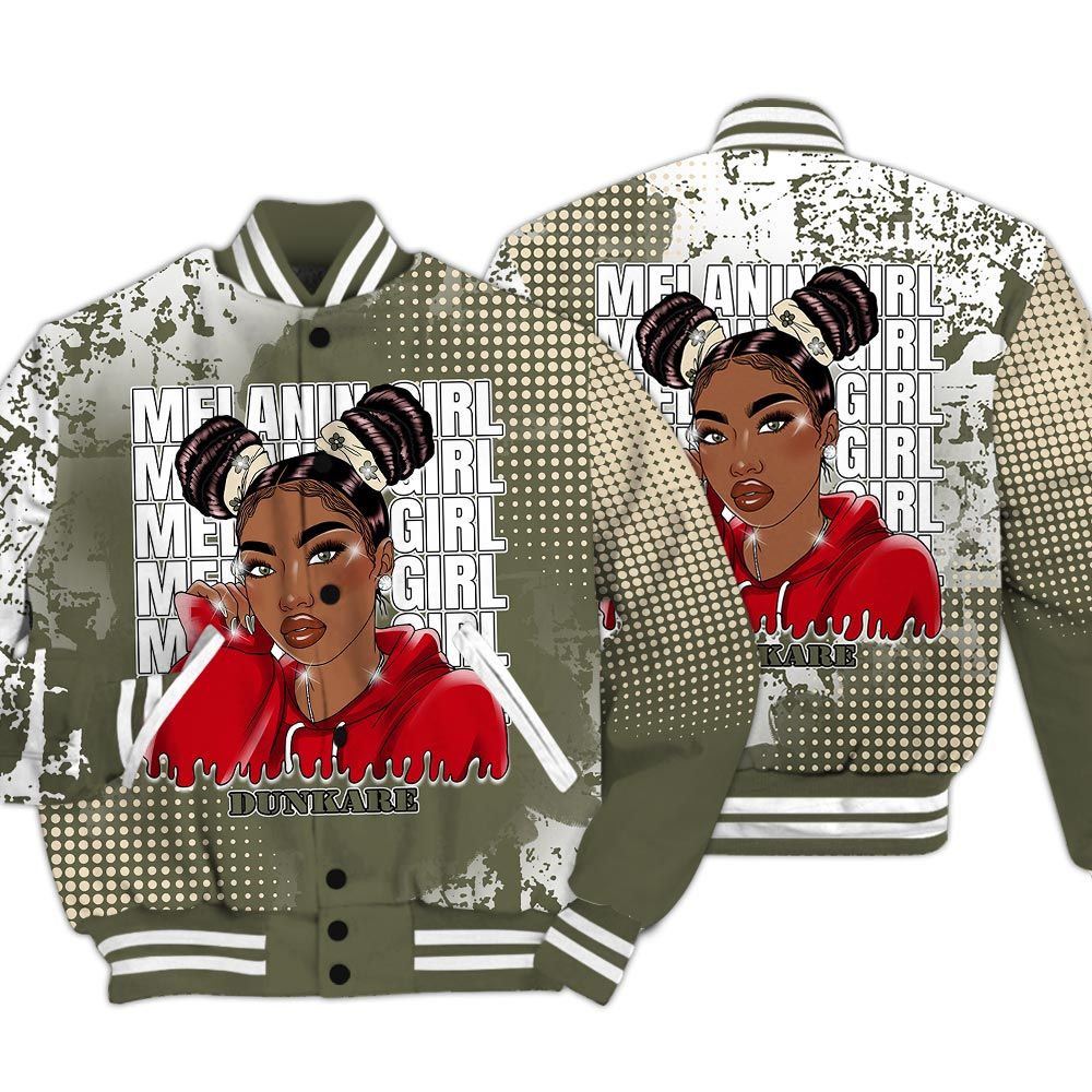 Varsity Jacket To Match Low OG Medium Olive 1s - Melaninn Unique Glitch Dot Varsity Jacket Unisex