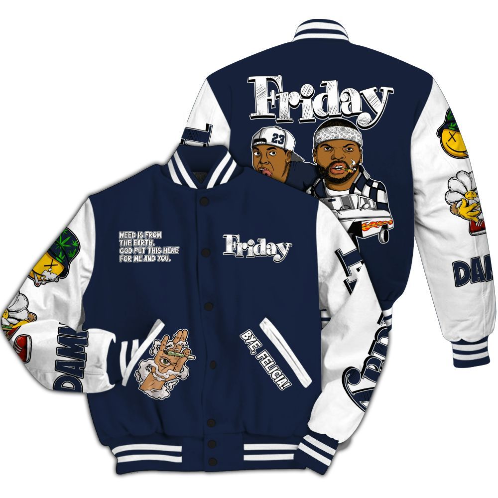Varsity Jacket To Match Dunk Low White Midnight Navy - Friday Sneaker Stress Style All Over Print