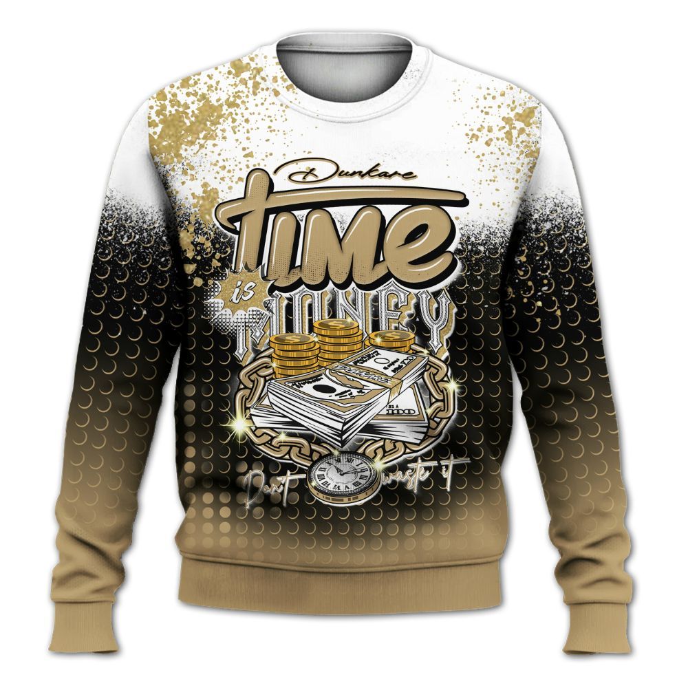 Sweatshirt To Match High OG Black Metallic Gold 1s - Halftone Time Is Money All Over Print