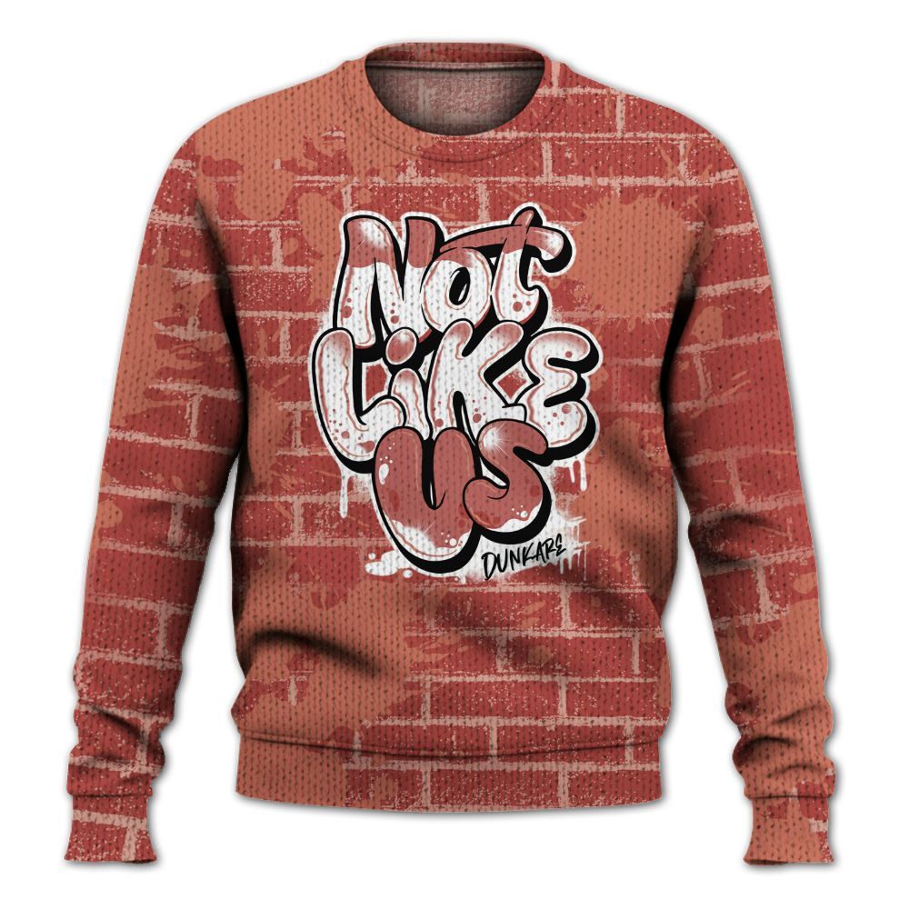 Knitted Sweater To Match Dune Red 13s - None Like Us Graphic Brick Art