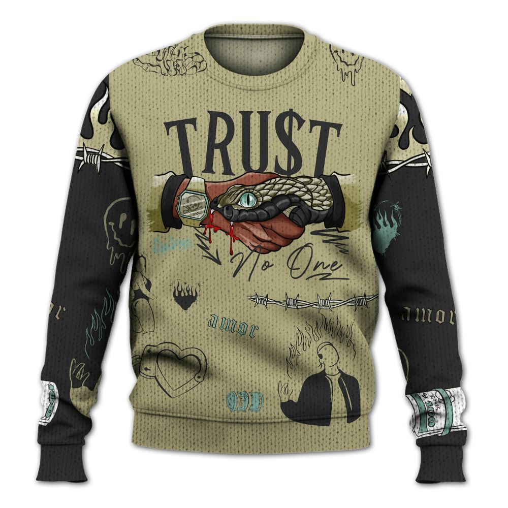 Knitted Sweater To Match Dunk Low Suede Olive Aura - Snake Trust No One