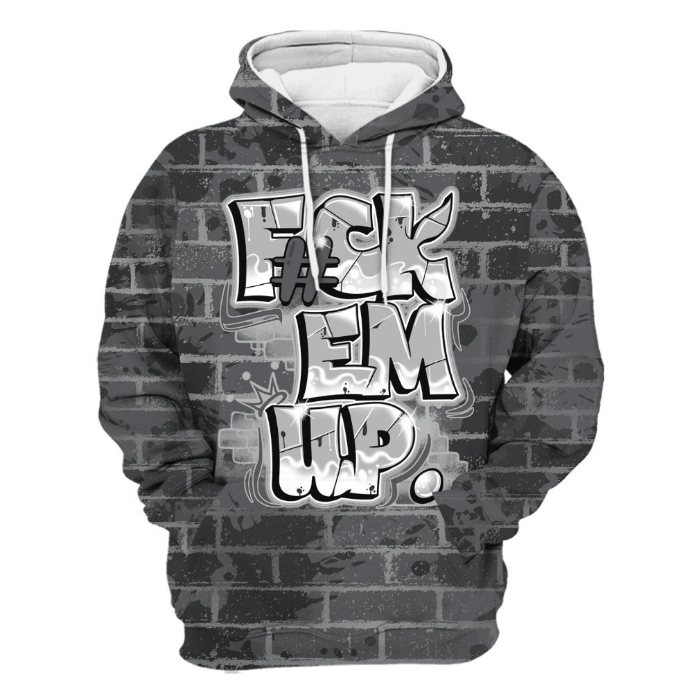Hoodie To Match White Thunder 4s - F#ck Em Graphic Brick Art All Over Print