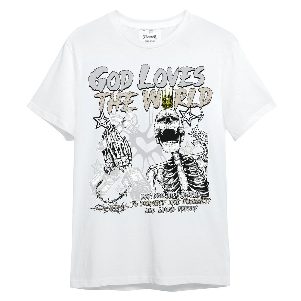 Shirt To Match Metallic Silver 2024 5s - God Loves The World Unisex Shirt