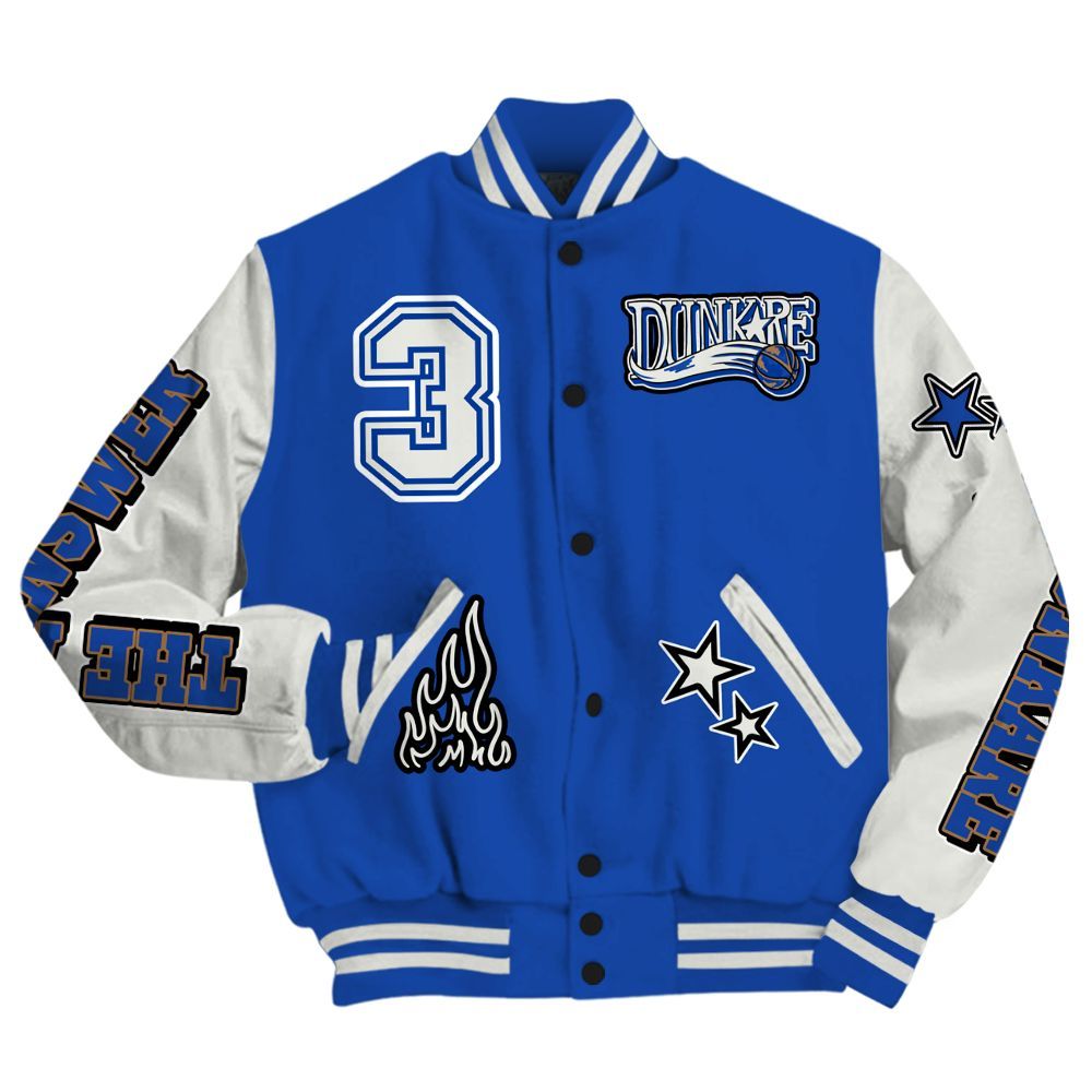 Varsity Jacket To Match Dunk High Racer Blue - Allen Answer Skeleton All Over Print