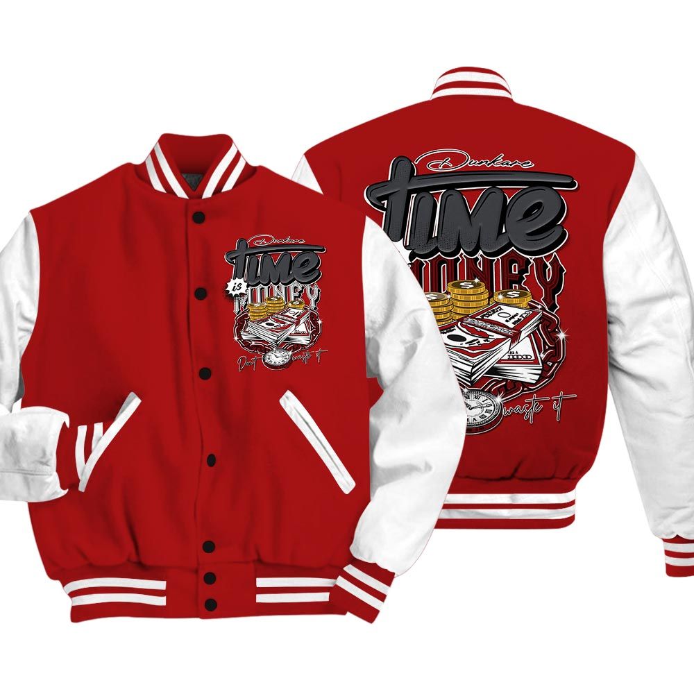 Varsity Jacket To Match Red Taxi 12s - Time Is Money Varsity Jacket Outfit 12 Red Taxi 1305 HDT