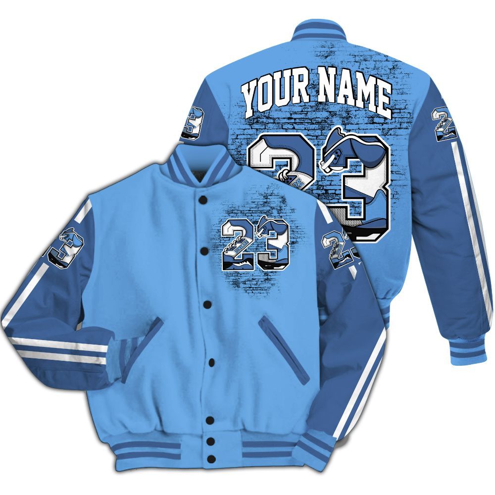 Varsity Jacket To Match University Blue 6s - Custom Name Number 23 5s All Over Print